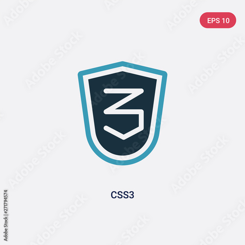 two color css3 vector icon from technology concept. isolated blue css3 vector sign symbol can be use for web, mobile and logo. eps 10