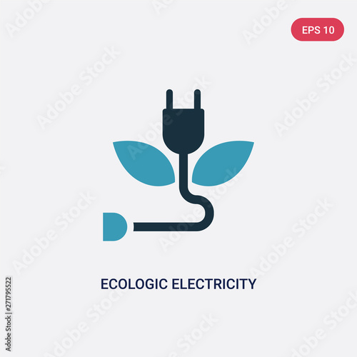 two color ecologic electricity vector icon from technology concept. isolated blue ecologic electricity vector sign symbol can be use for web, mobile and logo. eps 10