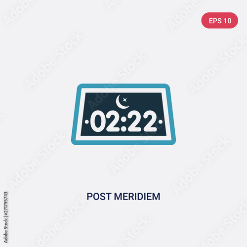 two color post meridiem vector icon from time and date concept. isolated blue post meridiem vector sign symbol can be use for web, mobile and logo. eps 10 photo