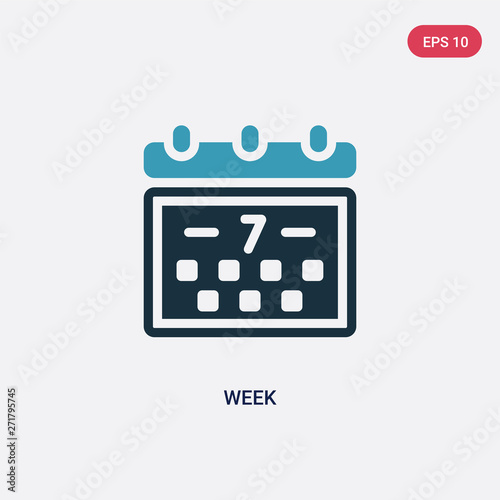 two color week vector icon from time and date concept. isolated blue week vector sign symbol can be use for web, mobile and logo. eps 10