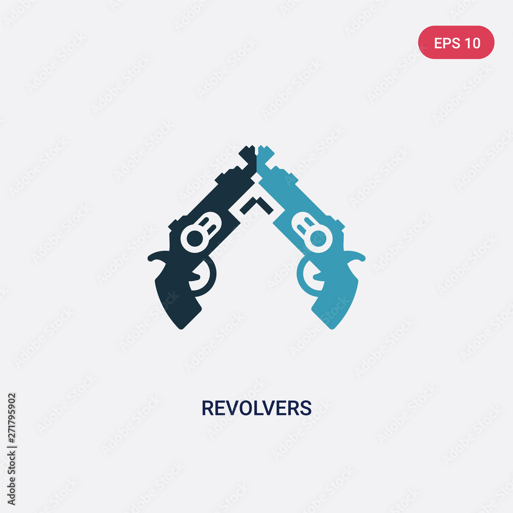 two color revolvers vector icon from weapons concept. isolated blue revolvers vector sign symbol can be use for web, mobile and logo. eps 10