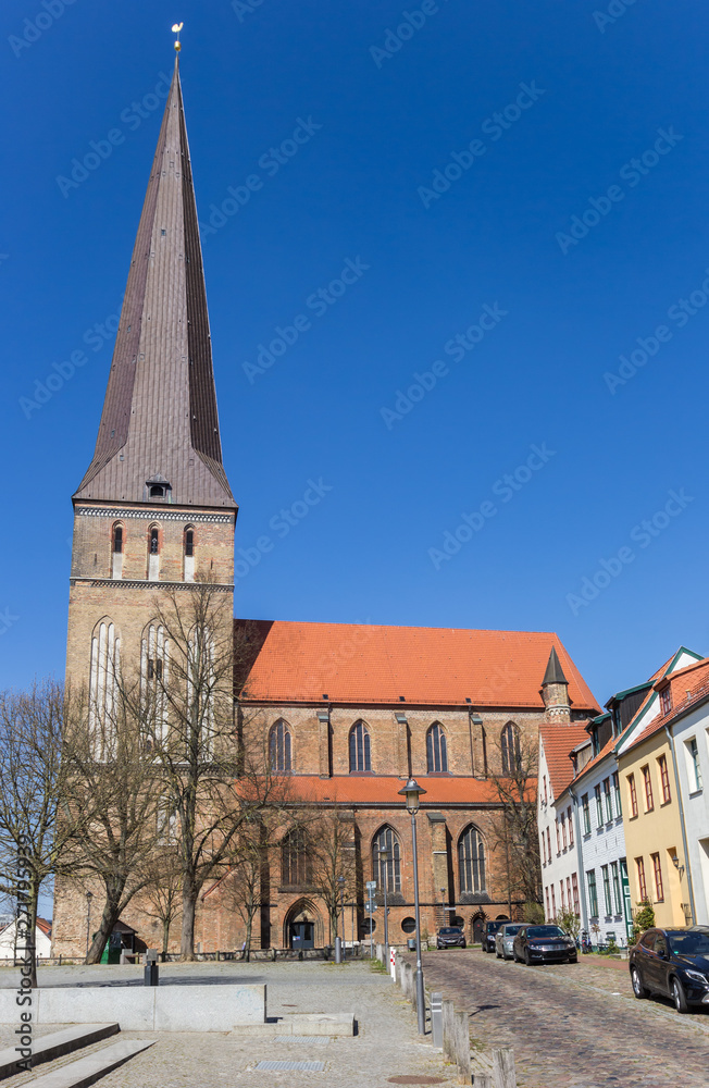 Historic Petrikirche church in Hanseatic city Rostock, Germany