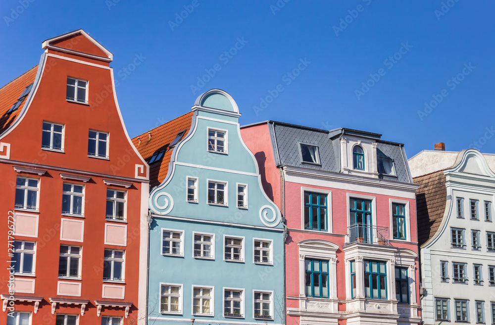 Colorful facades in Hanseatic city Rostock, Germany