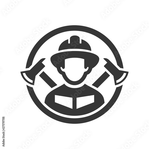 Firefighter Logo Icon on White Background. Vector