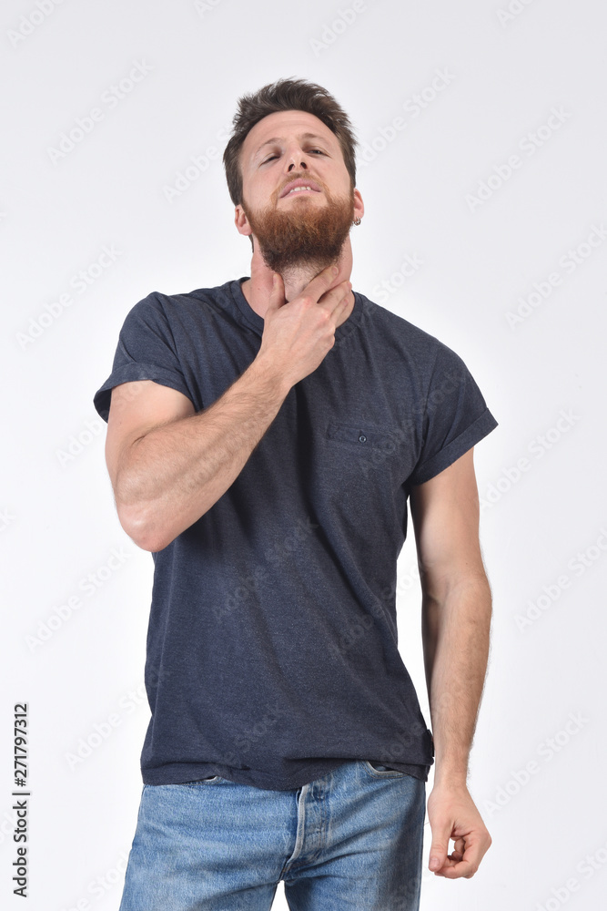 man with neck on white background man with neck on white background