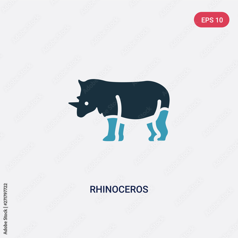Obraz premium two color rhinoceros vector icon from animals concept. isolated blue rhinoceros vector sign symbol can be use for web, mobile and logo. eps 10
