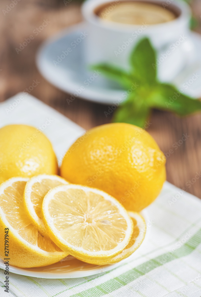 Fresh lemons on the old table Fresh lemons on the old table