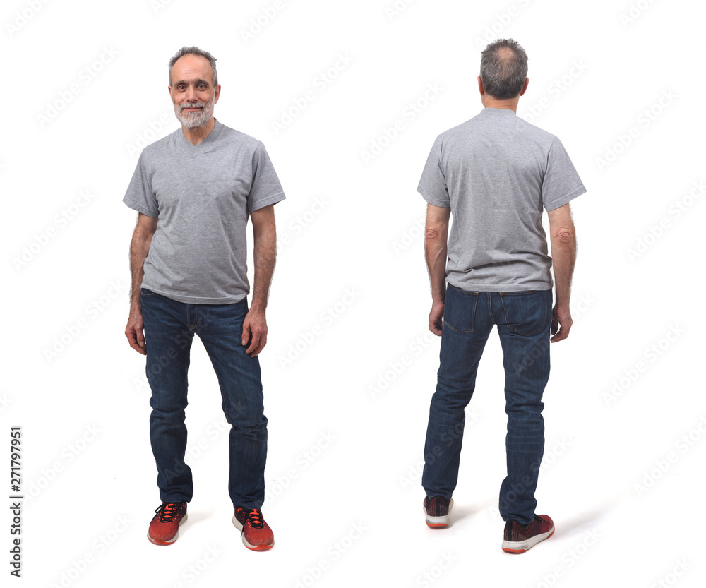 Front and back of a man on white Front and back of a man on white