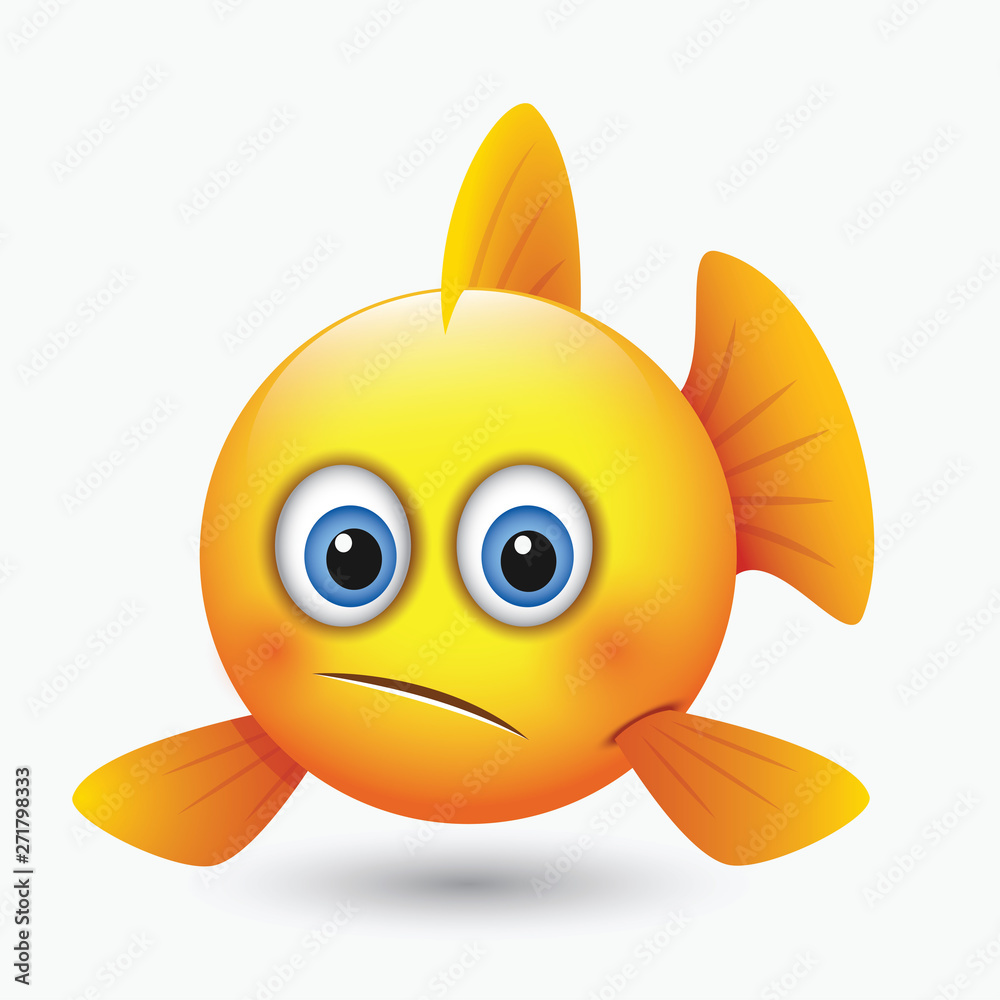 Cute undecided fish emoticon, emoji