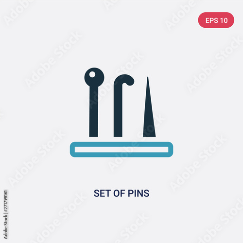 two color set of pins vector icon from sew concept. isolated blue set of pins vector sign symbol can be use for web, mobile and logo. eps 10