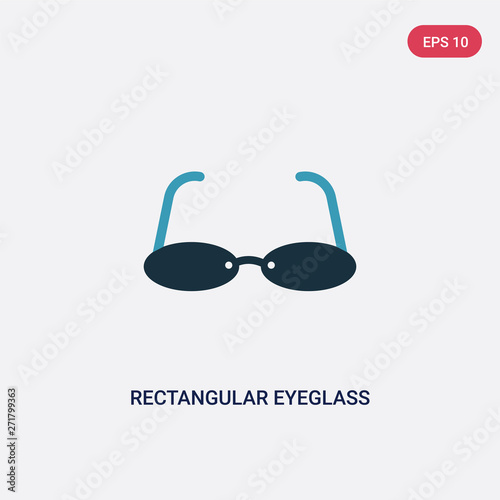 two color rectangular eyeglass frame vector icon from tools and utensils concept. isolated blue rectangular eyeglass frame vector sign symbol can be use for web, mobile and logo. eps 10