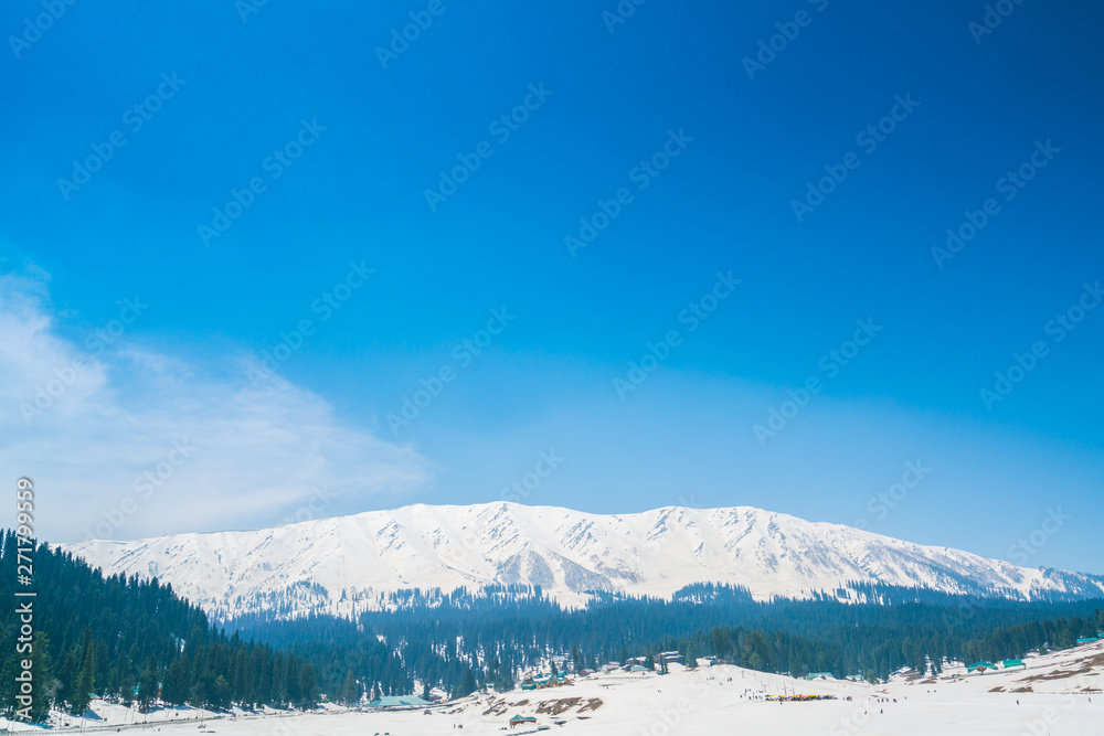 Beautiful  snow covered mountains landscape Kashmir state, India .