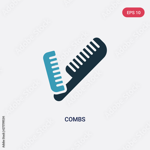 two color combs vector icon from tools and utensils concept. isolated blue combs vector sign symbol can be use for web, mobile and logo. eps 10