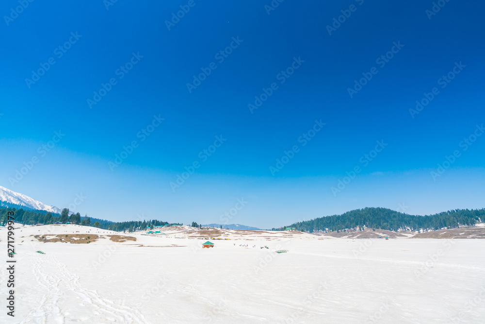 Beautiful  snow covered mountains landscape Kashmir state, India .