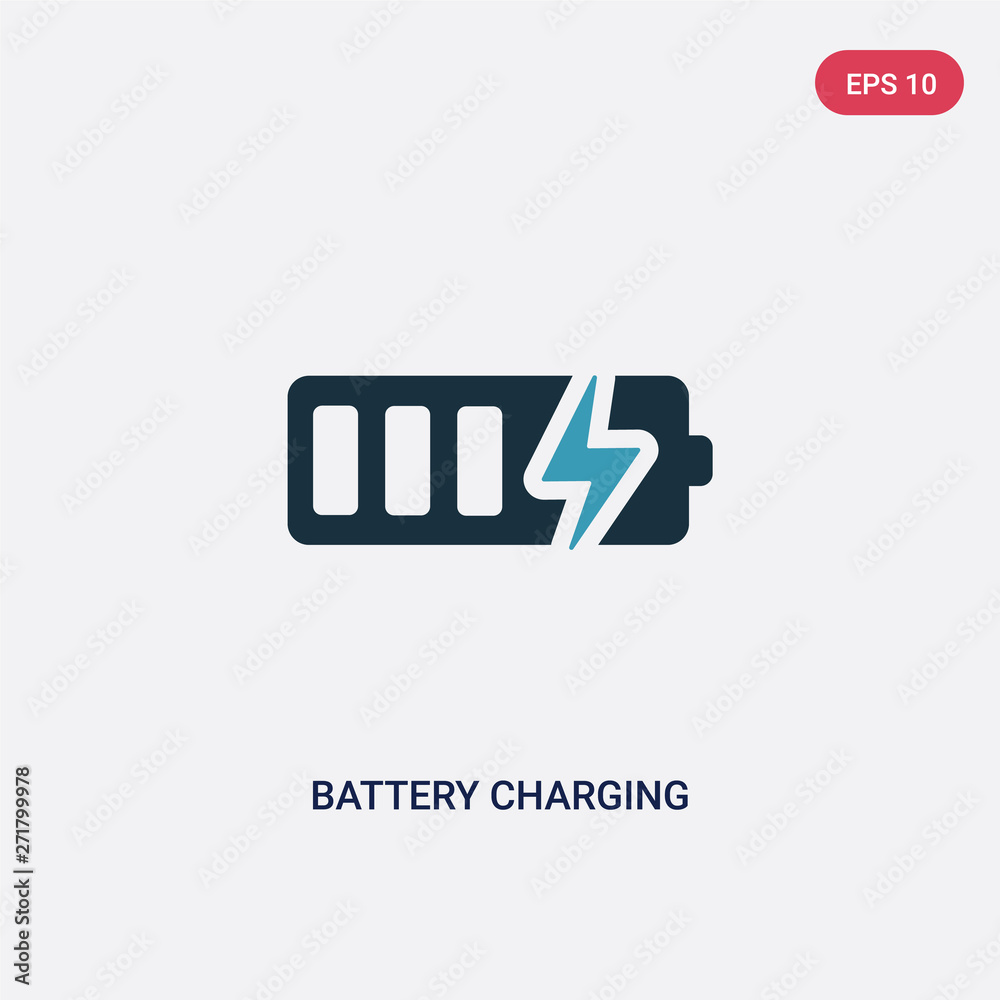 two color battery charging vector icon from tools and utensils concept. isolated blue battery charging vector sign symbol can be use for web, mobile and logo. eps 10