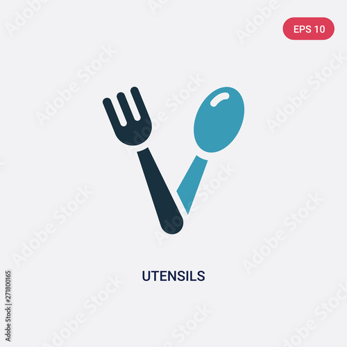 two color utensils vector icon from tools and utensils concept. isolated blue utensils vector sign symbol can be use for web, mobile and logo. eps 10