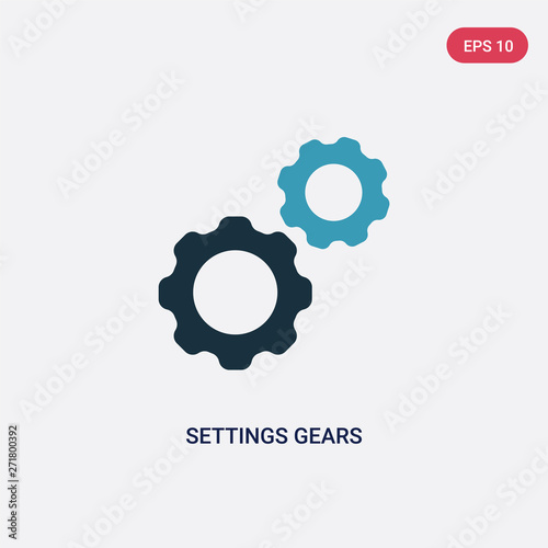 two color settings gears vector icon from tools and utensils concept. isolated blue settings gears vector sign symbol can be use for web, mobile and logo. eps 10