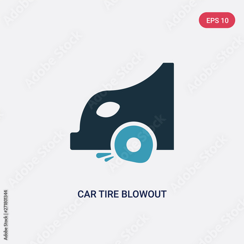 two color car tire blowout vector icon from transport concept. isolated blue car tire blowout vector sign symbol can be use for web, mobile and logo. eps 10