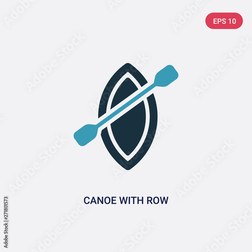 two color canoe with row vector icon from transport concept. isolated blue canoe with row vector sign symbol can be use for web, mobile and logo. eps 10