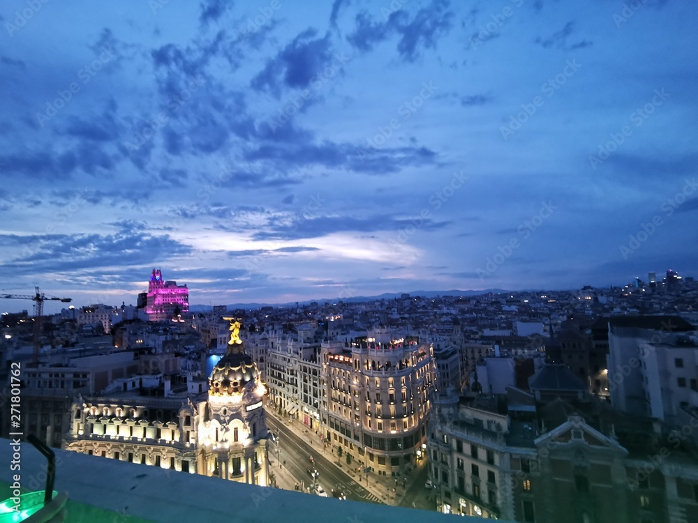 Madrid cityscape at night 