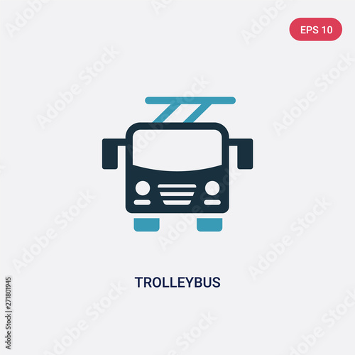 two color trolleybus vector icon from transportation concept. isolated blue trolleybus vector sign symbol can be use for web, mobile and logo. eps 10