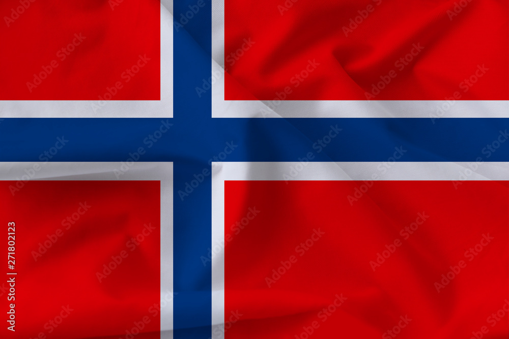Beautiful silk flag of Norway with soft folds in the wind Beautiful silk flag of Norway with soft folds in the wind