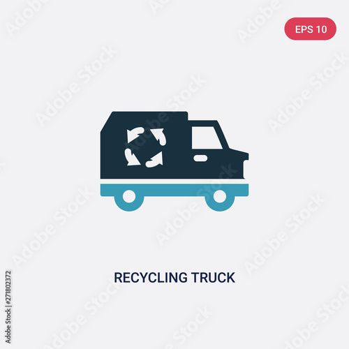 two color recycling truck vector icon from transport concept. isolated blue recycling truck vector sign symbol can be use for web, mobile and logo. eps 10