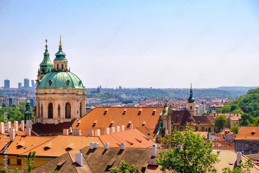 Old Town architecture with terracotta roofs in Prague