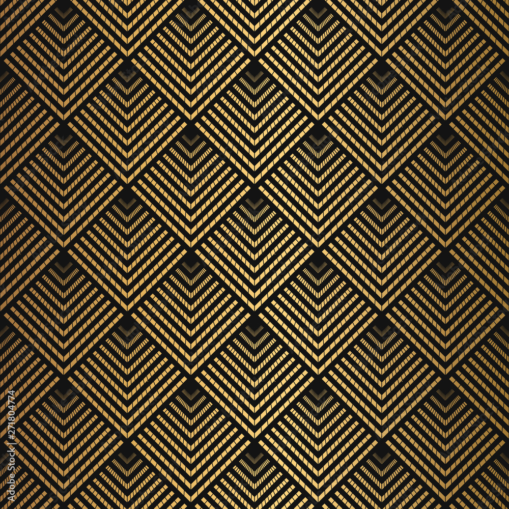 Art Deco Pattern. Seamless black and gold background. Art Deco Pattern. Seamless black and gold background.