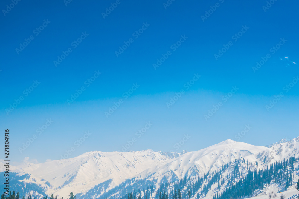 Beautiful  snow covered mountains landscape Kashmir state, India .