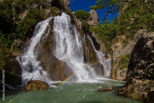 Fototapeta Naklejka Na Ścianę i Meble -  Between the mountain , the great waterfall flowing in the canyon