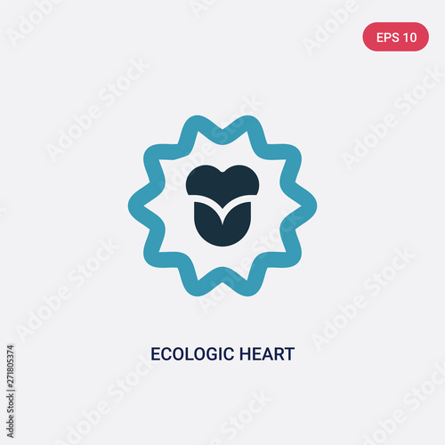 two color ecologic heart vector icon from user interface concept. isolated blue ecologic heart vector sign symbol can be use for web, mobile and logo. eps 10