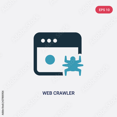 two color web crawler vector icon from user interface concept. isolated blue web crawler vector sign symbol can be use for web, mobile and logo. eps 10