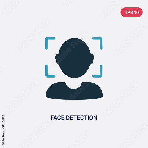two color face detection vector icon from user interface concept. isolated blue face detection vector sign symbol can be use for web, mobile and logo. eps 10