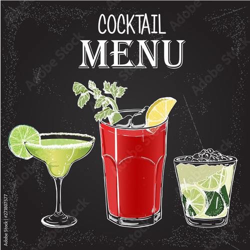 Vector illustration of alcoholic cocktails hand drawn style 1