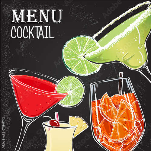Vector illustration of alcoholic cocktails hand drawn style 4