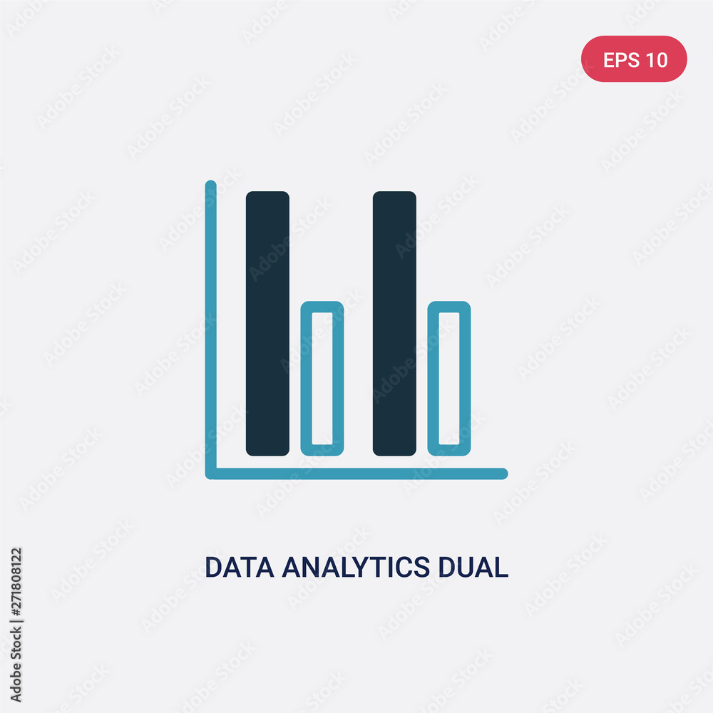 two color data analytics dual bars vector icon from user interface concept. isolated blue data analytics dual bars vector sign symbol can be use for web, mobile and logo. eps 10