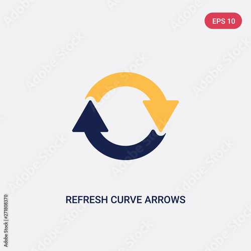 two color refresh curve arrows vector icon from ultimate glyphicons concept. isolated blue refresh curve arrows vector sign symbol can be use for web, mobile and logo. eps 10