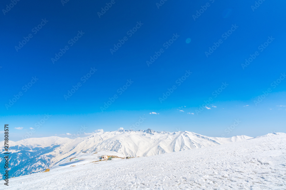 Beautiful  snow covered mountains landscape Kashmir state, India .