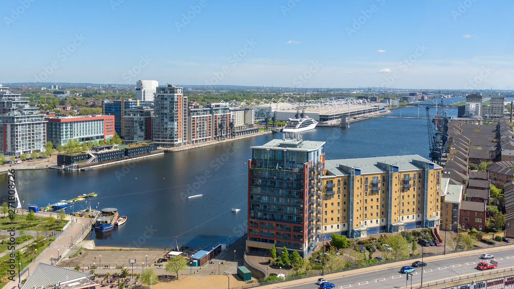 Aerial view of Royal Victoria Dock in London