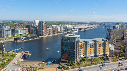 Aerial view of Royal Victoria Dock in London