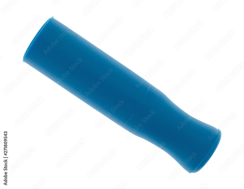 Blue silicone straw tip on a white background Blue silicone straw tip on a white background