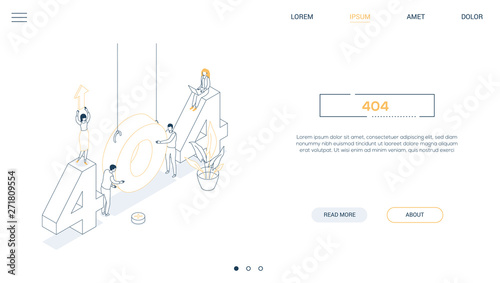 Error 404 page - line design style isometric web banner