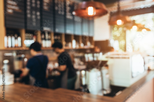 Blurred background made with Vintage Tones,Coffee shop blur background with Coffee Shop Bar Counter Cafe Restaurant Relaxation Concept.