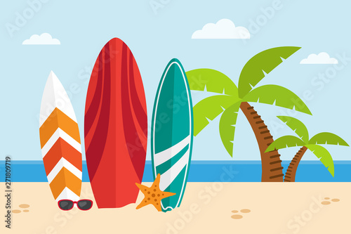 Surfboards on a beach