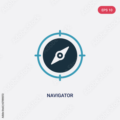 two color navigator vector icon from user interface concept. isolated blue navigator vector sign symbol can be use for web, mobile and logo. eps 10