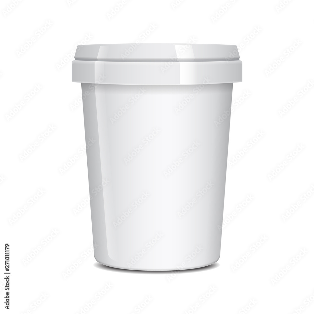 White Food Container For Fast Food, Dessert, Ice Cream, Yogurt Or Snack. Vector Mock Up Template White Food Container For Fast Food, Dessert, Ice Cream, Yogurt Or Snack. Vector Mock Up Template