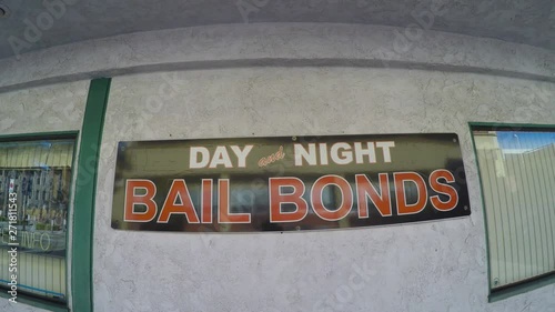 Close Up Generic Bail Bonds Business Sign On Window