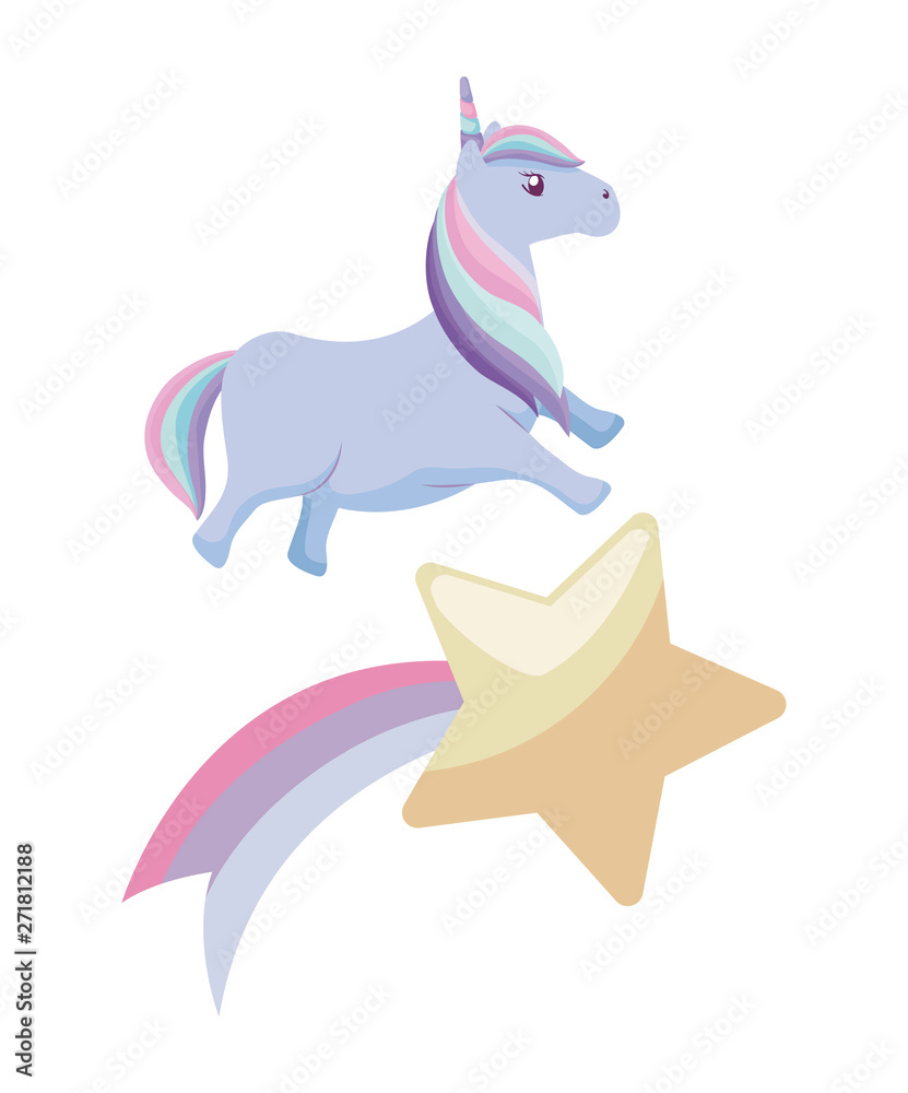cute unicorn animal with shooting star cute unicorn animal with shooting star