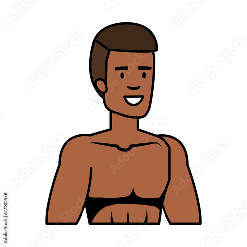 athletic man shirtless character vector illustration